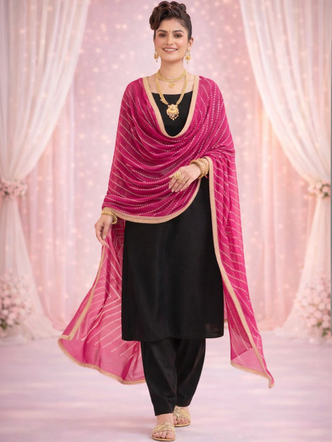 HERE&NOW Printed Bandhani Dupatta with Gotta Patti - Image 3