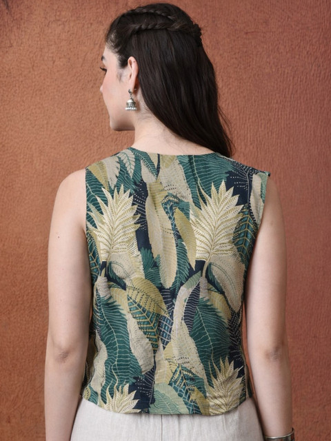 Klotden Tropical Print Tropical Cotton Blend Top - Image 4