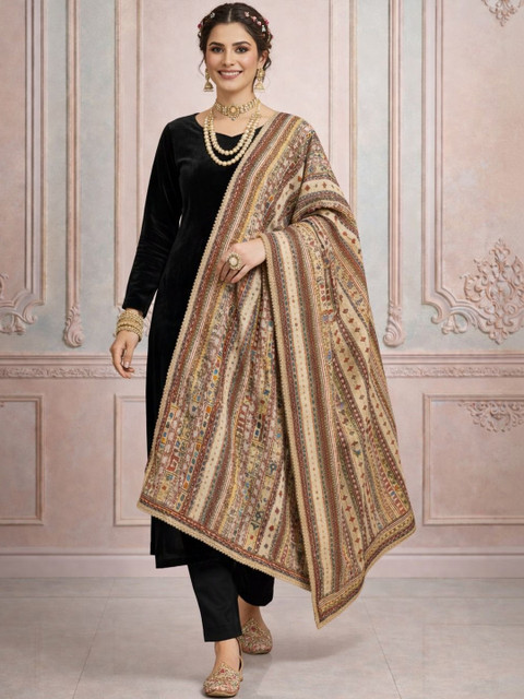 HERE&NOW Ethnic Motifs Woven Design Kalamkari Dupatta - Image 3