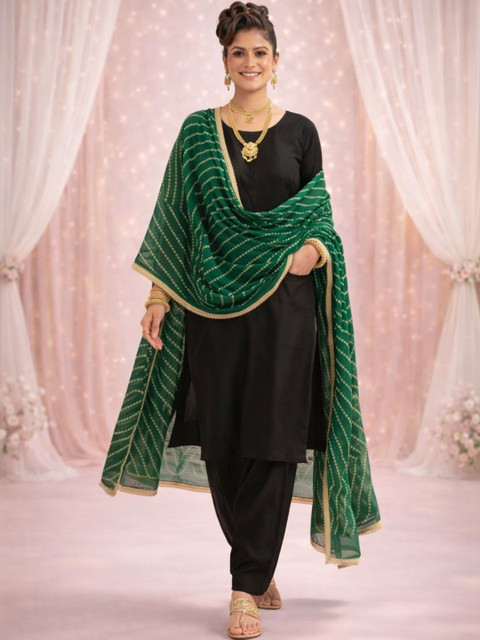 HERE&NOW Woven Design Bandhani Dupatta with Zari - Image 2
