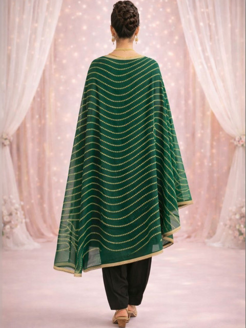 HERE&NOW Woven Design Bandhani Dupatta with Zari - Image 4