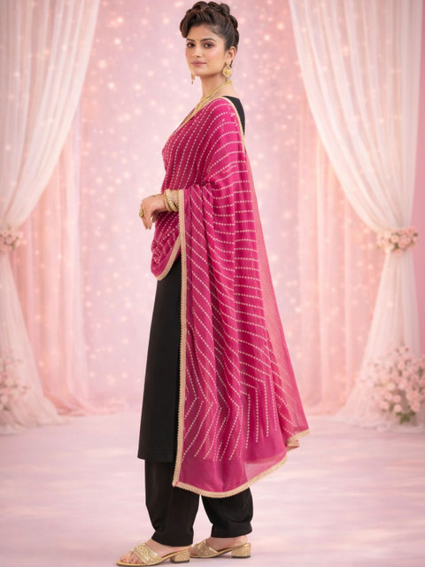 HERE&NOW Printed Bandhani Dupatta with Gotta Patti - Image 4
