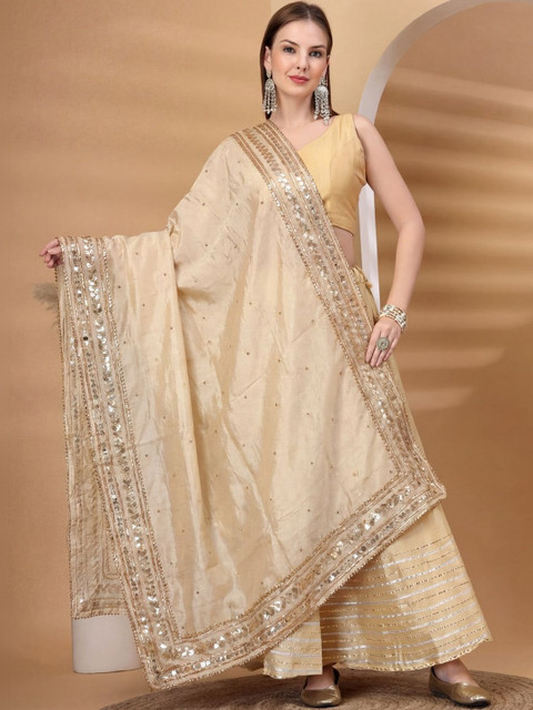 Clora Creation Embroidered Dupatta with Sequinned