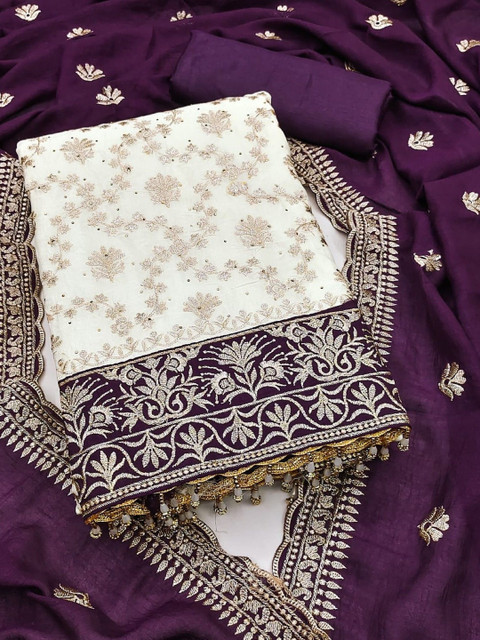 Dhaaga Ghar Embroidered Pure Cotton Unstitched Dress Material