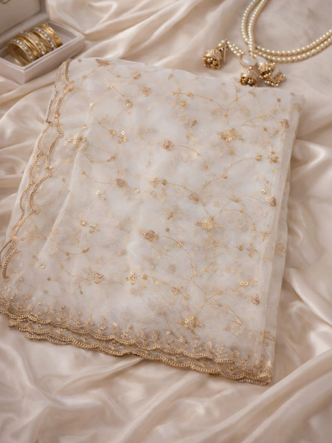 SAHINA DUPATTA Embroidered Organza Blend Dupatta with Sequinned - Image 2