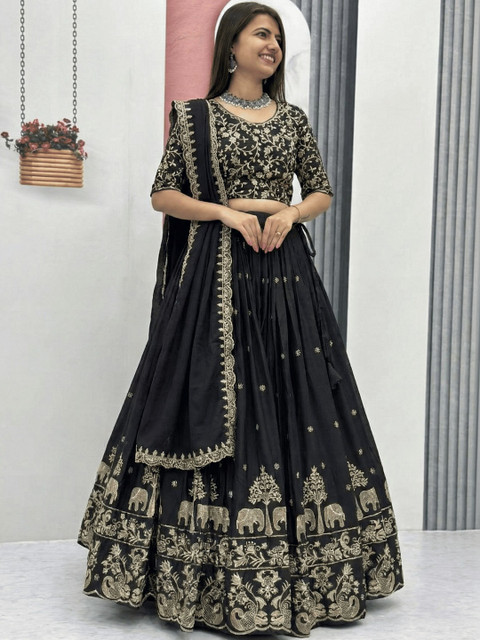 Jogmaya Fashion Embroidered Semi-Stitched Lehenga & Blouse With Dupatta