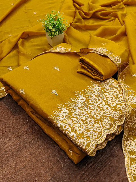 Dhaaga Ghar Embroidered Viscose Rayon Unstitched Dress Material