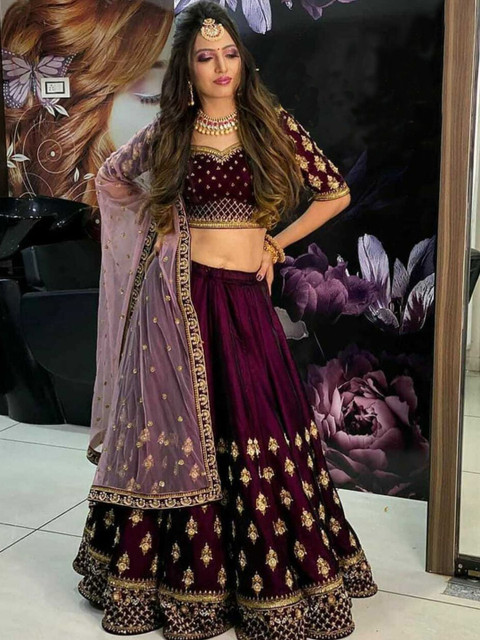 SIDDESHWARY FAB Embroidered Ready to Wear Lehenga & Blouse With Dupatta