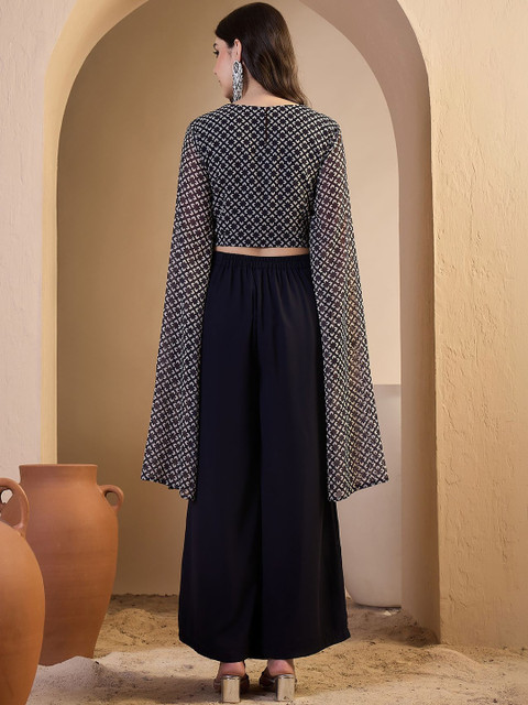 Inddus Women Ethnic Motifs Printed Top with Skirt - Image 4
