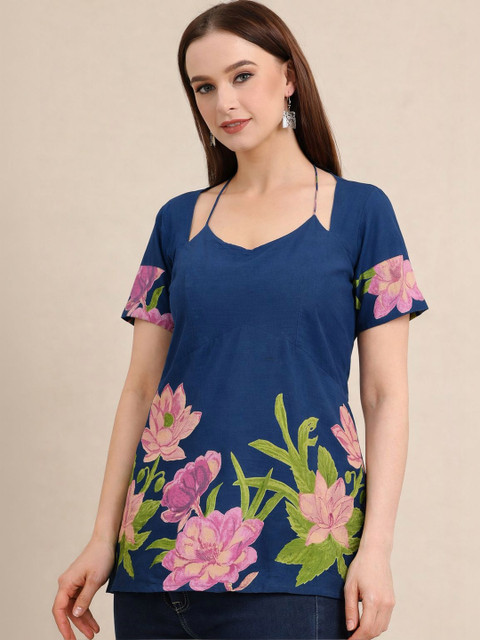 ANEKYA Floral Print Cotton Top