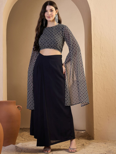 Inddus Women Ethnic Motifs Printed Top with Skirt