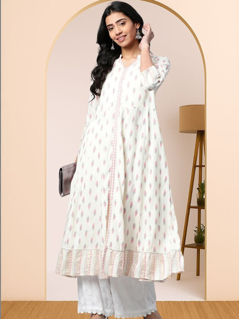 HERE&NOW Women Abstract Printed Anarkali Kurta - Image 5