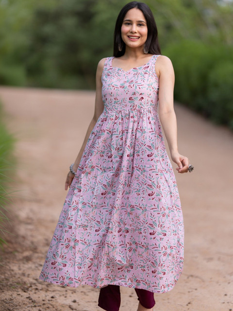 GAYRAA Floral Print Fit & Flare Maxi Dress