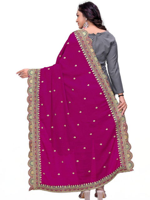 Kemza Ethnic Motifs Embroidered Dupatta with Thread Work - Image 5