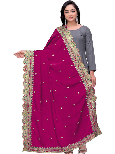 Kemza Ethnic Motifs Embroidered Dupatta with Thread Work