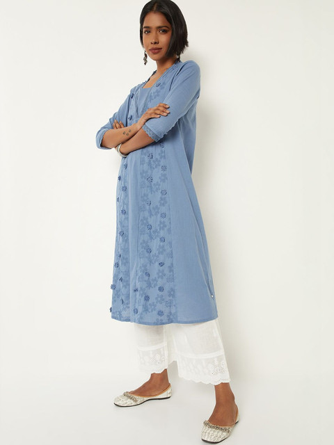 max Women Ethnic Motifs Thread Work A-Line Kurta - Image 4