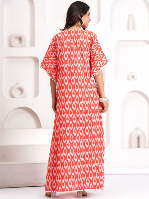 CELEBRAVO Print Batwing Sleeve Ruffled Kaftan Maxi Dress - Image 2