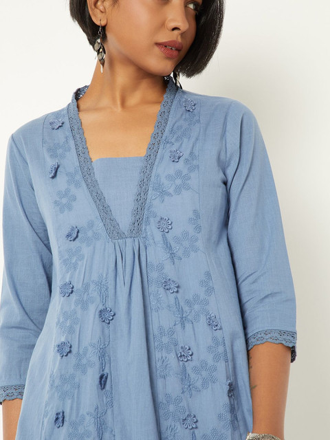 max Women Ethnic Motifs Thread Work A-Line Kurta - Image 2