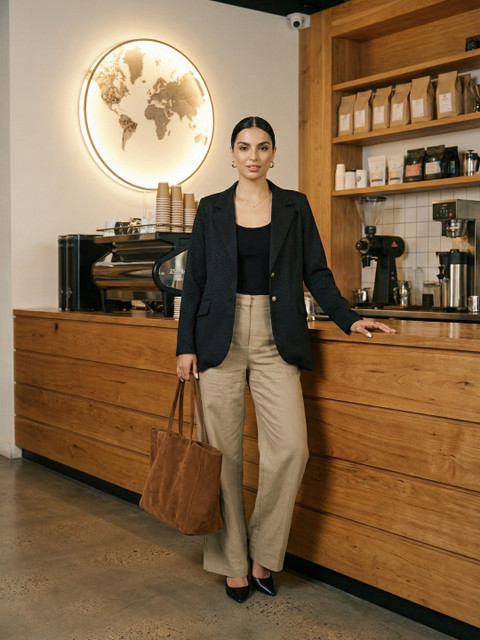 Phosphorus Notched Lapel Collar Relaxed Fit Single-Breasted Smart casual Blazer - Image 5