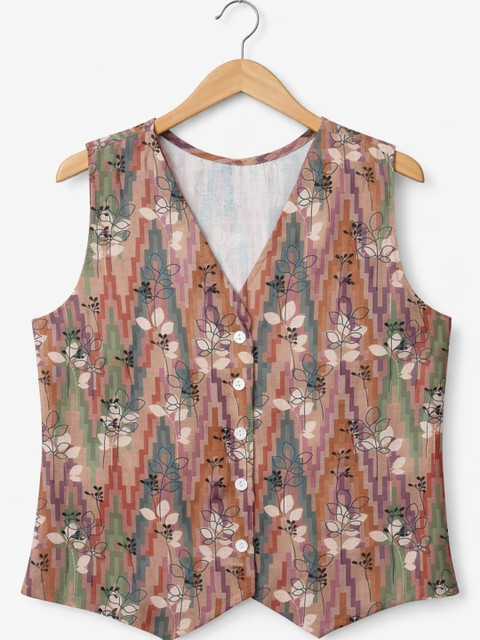 Klotden Floral Print Cotton Blend Top - Image 7