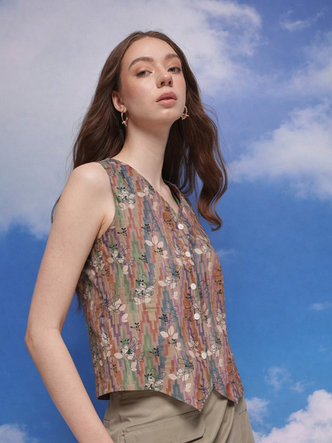 Klotden Floral Print Cotton Blend Top - Image 3