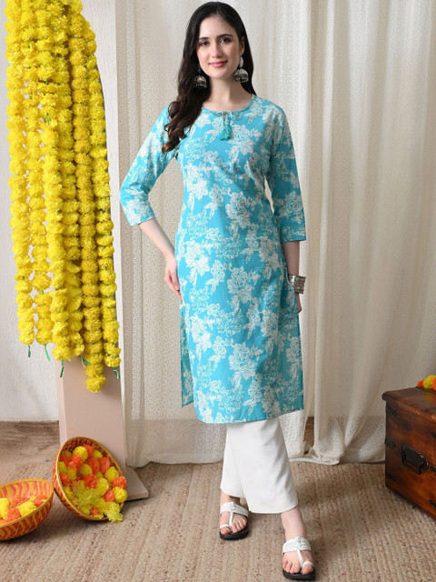 BKApparels Adults-Women Printed Thread Work Floral ZARI Kurta - Image 6