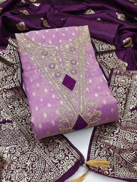 Sidhidata Embroidered Unstitched Kurta Fabric Bottom Fabric and Dupatta