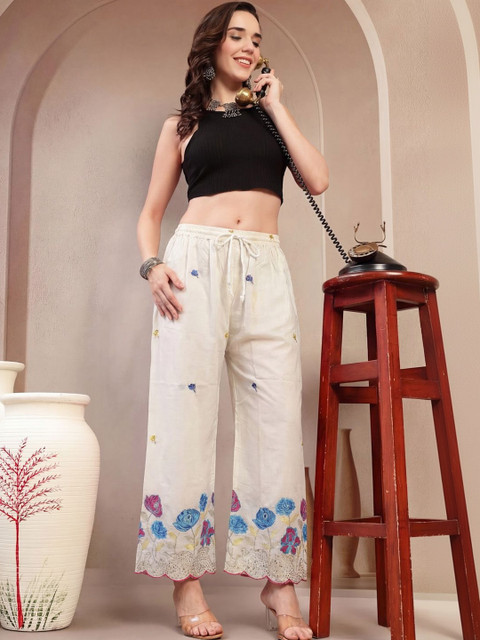 Clora Creation Women Floral Embroidered Ethnic Palazzos - Image 2