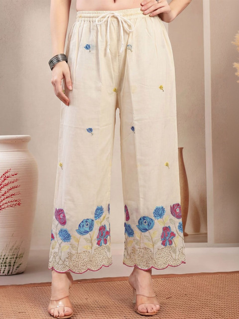 Clora Creation Women Floral Embroidered Ethnic Palazzos