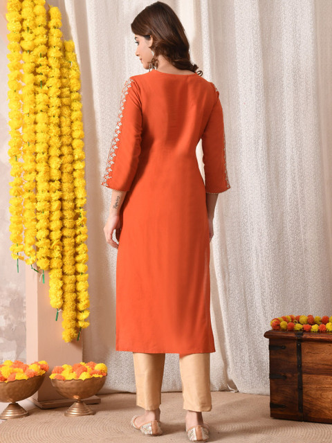 BKApparels Adults-Women Floral Embroidered Thread Work Floral Kurta - Image 2