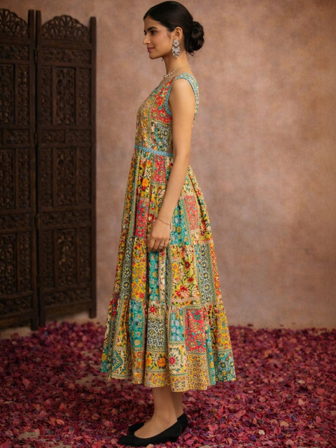Aarika Floral Print A-Line Maxi Dress