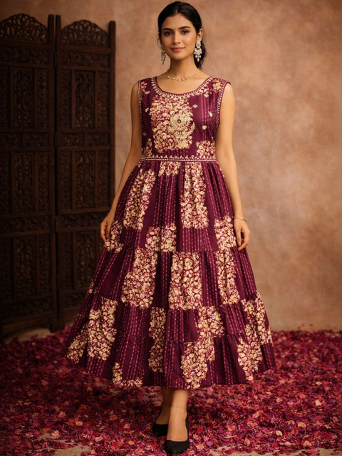 Aarika Floral Print A-Line Midi Dress