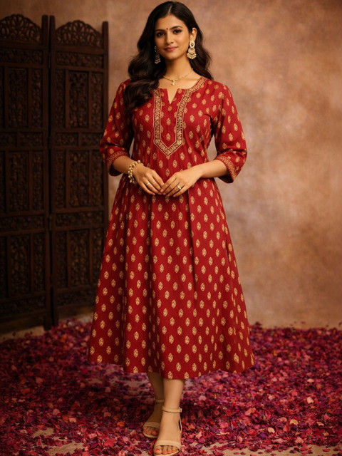 Aarika Ethnic Motifs Print A-Line Dress