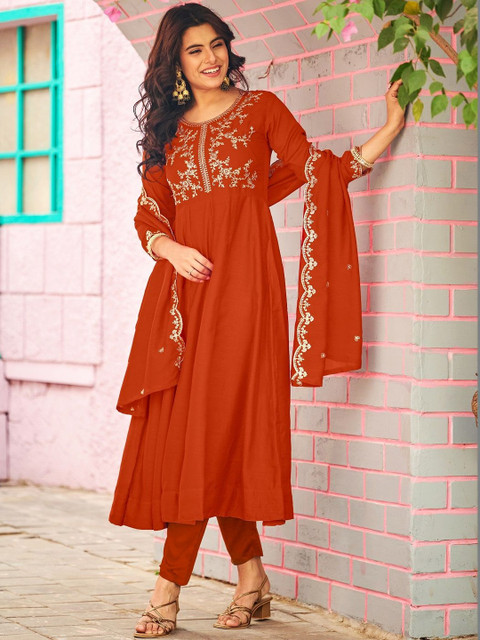 Omicron Fab Women Ethnic Motifs Embroidered Regular Kurta with Trousers & With Dupatta - Image 4