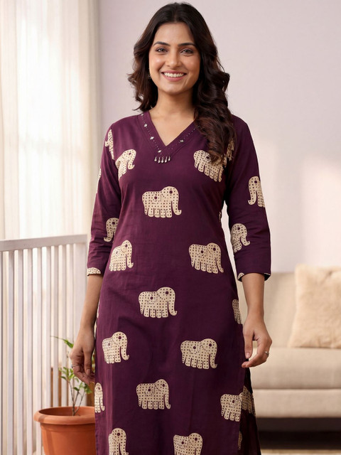 Indo Era Cotton Printed Tunic with Trousers - Image 3