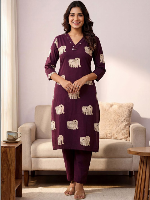 Indo Era Cotton Printed Tunic with Trousers - Image 5