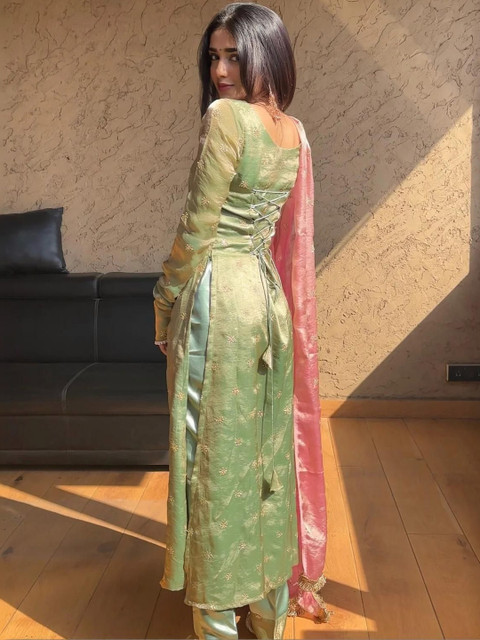 Tulip Eden Women Ethnic Motifs Embroidered Regular Kurta with Trousers & With Dupatta - Image 2