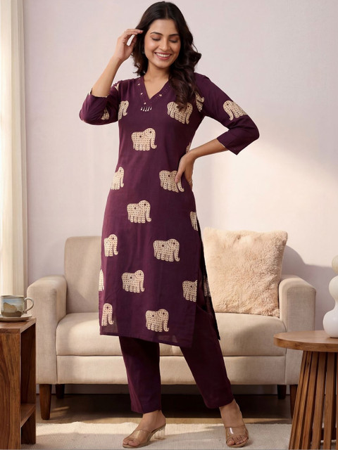 Indo Era Cotton Printed Tunic with Trousers - Image 2