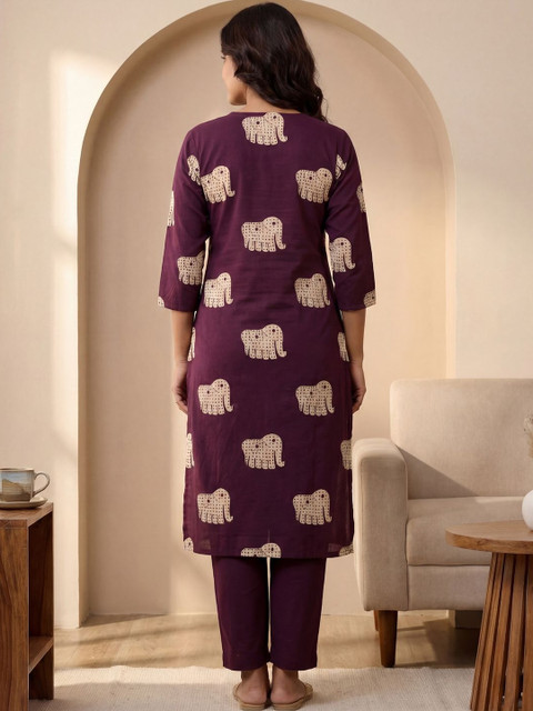 Indo Era Cotton Printed Tunic with Trousers - Image 7