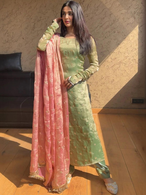 Tulip Eden Women Ethnic Motifs Embroidered Regular Kurta with Trousers & With Dupatta