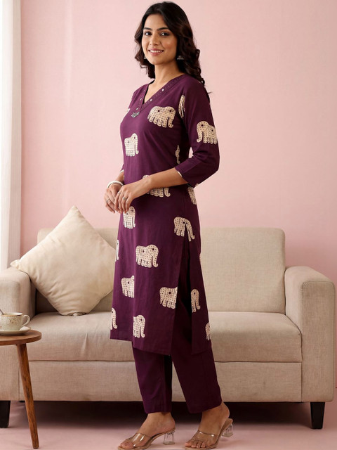 Indo Era Cotton Printed Tunic with Trousers - Image 6