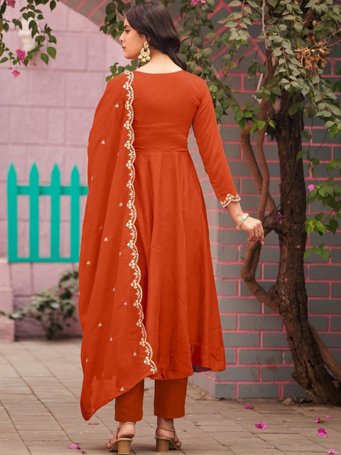 Omicron Fab Women Ethnic Motifs Embroidered Regular Kurta with Trousers & With Dupatta - Image 5