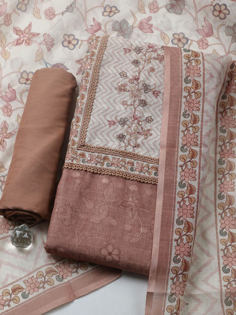 Meena Bazaar Embroidered Pure Cotton Unstitched Dress Material