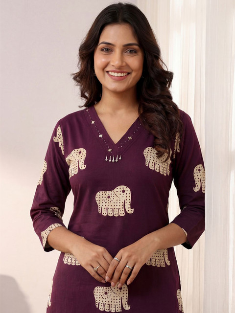 Indo Era Cotton Printed Tunic with Trousers - Image 4