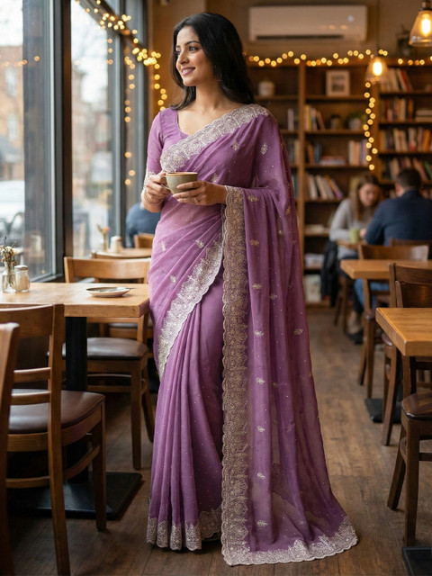 HERE&NOW Embellished Zari Heavy Work Saree