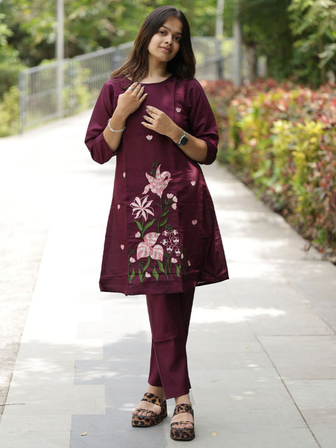 Moda Rapido Embroidered Round Neck Tunic With Trousers Co-Ords