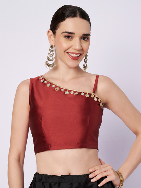 studio rasa One Shoulder Sheen Crop Top