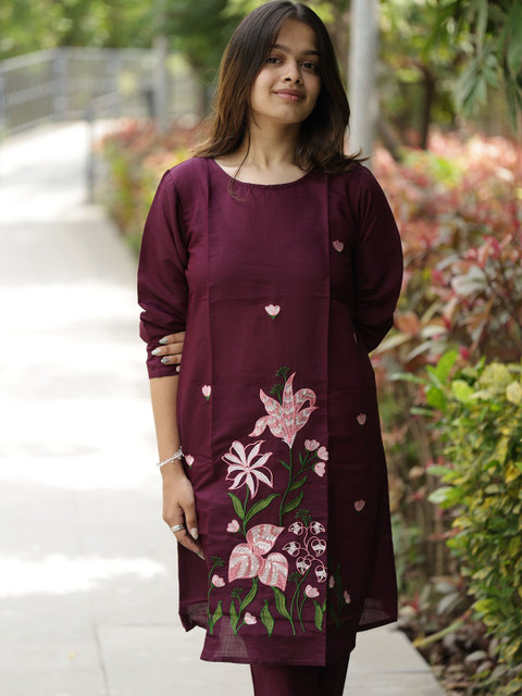 Moda Rapido Embroidered Round Neck Tunic With Trousers Co-Ords - Image 4