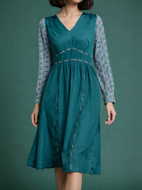 Chemistry Print Satin A-Line Dress