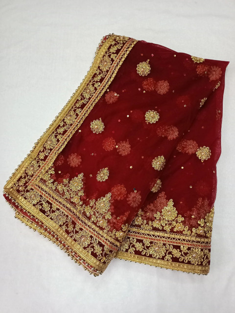 VEER LABDHI Ethnic Motifs Embroidered Art Silk Dupatta with Zari